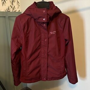 Hollister Burgundy Hooded Fleece lined Jacket